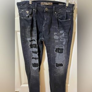 Vintage Guess? Jeans Men's 34 33x32 Faded Black Distressed Paint Splatter Rare